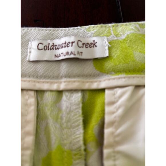 Coldwater Creek Women’s Size 6 Ankle Pants Lime Green Floral Print Cotton Blend - Picture 3 of 5